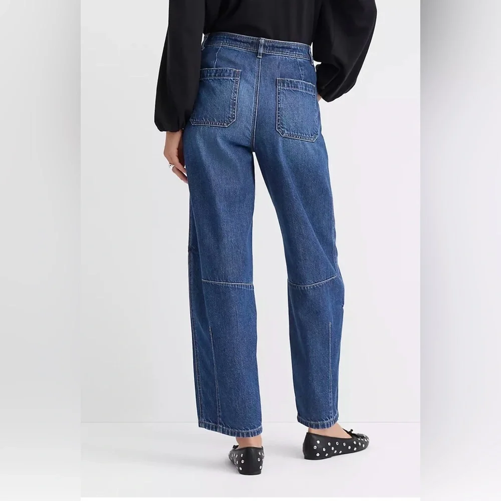 LOFT Dark Blue Barrel Leg Jeans - Picture 2 of 8